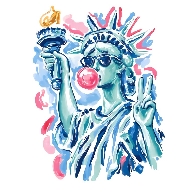 Comfort Colors Tee-Statue of Liberty Peace Bubble Gum