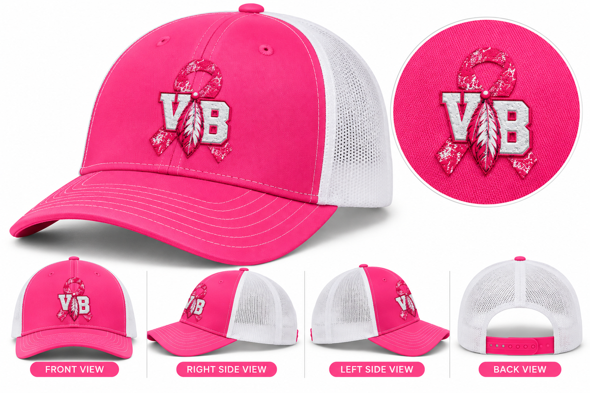 VB breast Cancer Ribbon snap back trucker hat