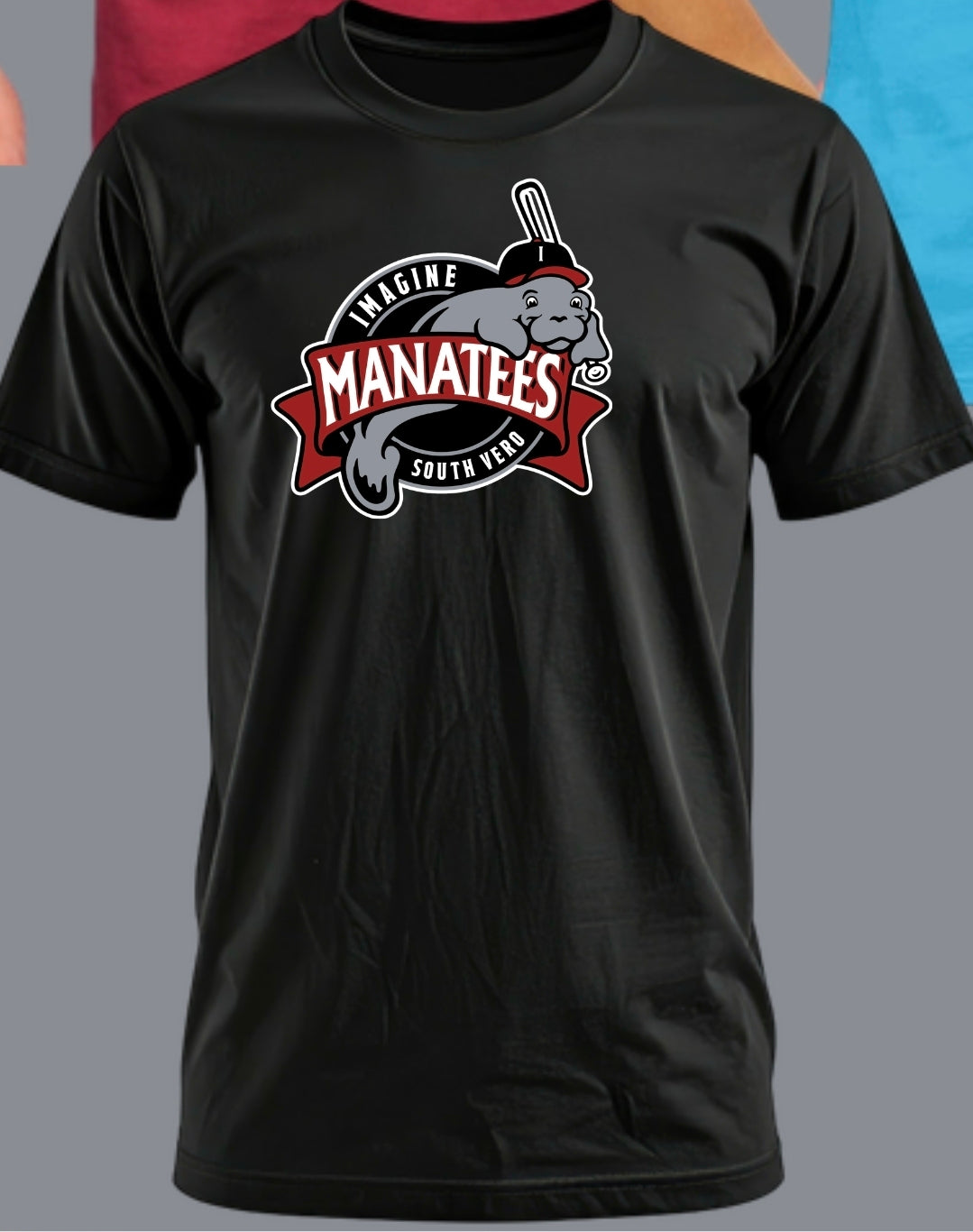 Youth Black Imagine Manatees Baseball TShirt