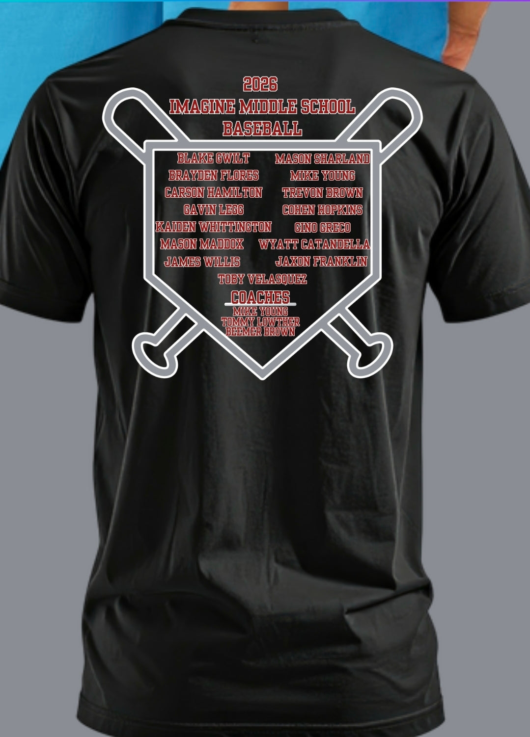 Youth Black Imagine Manatees Baseball TShirt