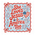 Comfort Colors Tee- She loves Jesus and America too fireworks