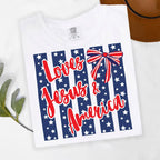 Comfort Colors Tee- She loves Jesus and America too Stripes