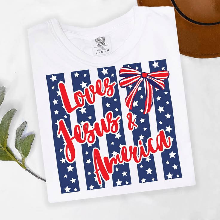 Comfort Colors Tee- She loves Jesus and America too Stripes