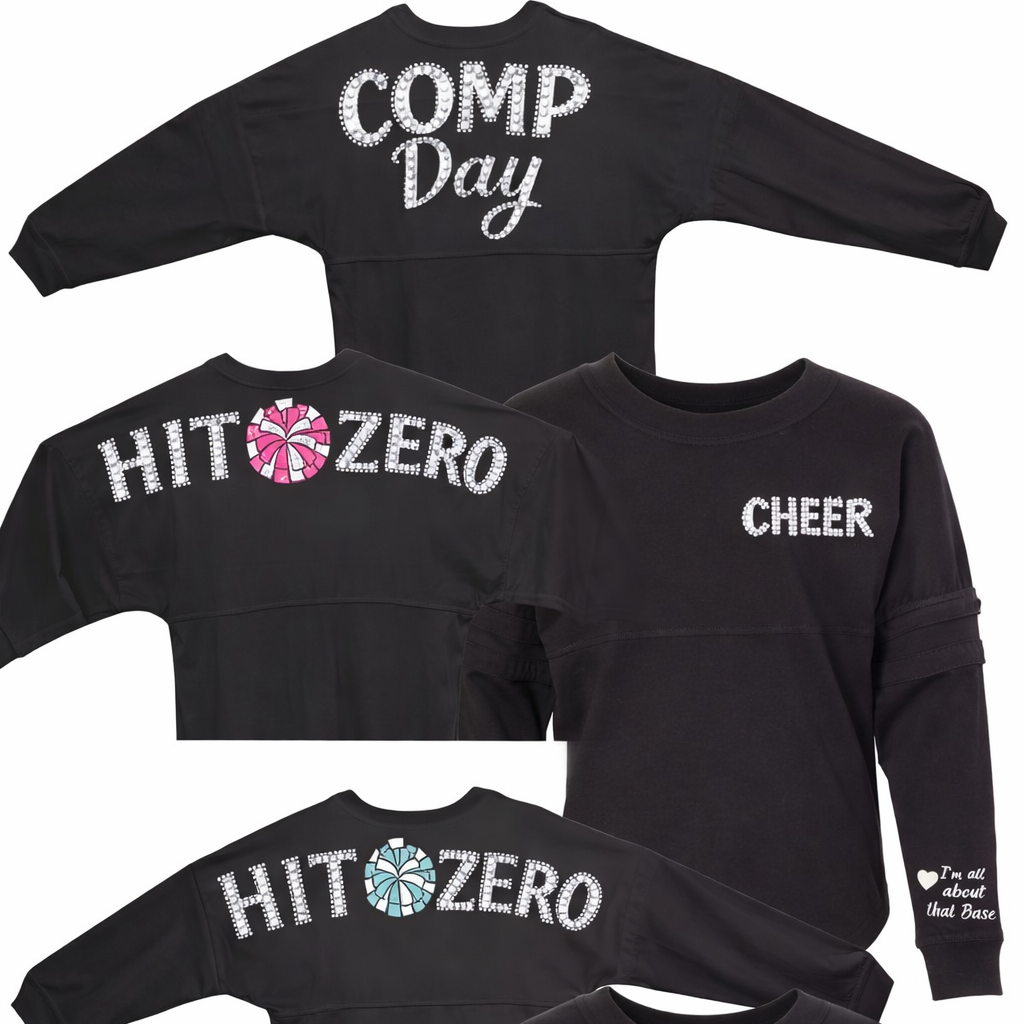 Custom Rhinestone CompDay or Hit Zero Cheer Shirts